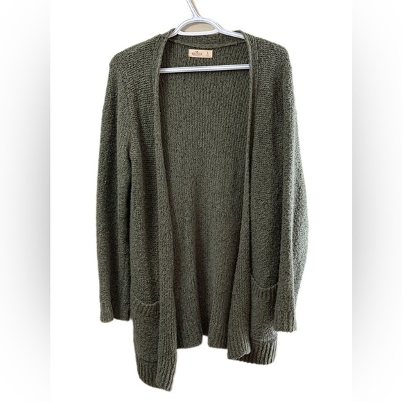 Hollister Green Cardigan Sweater Open-Front Relaxed Fit - Picture 1 of 4